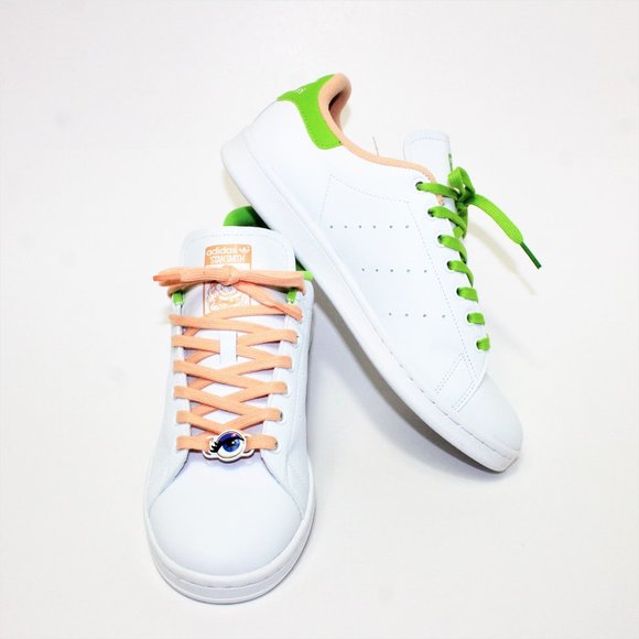 Adidas Stan Smith Disney Kermit & Miss Piggy White / Green / Peach Men's 9.5 - Picture 2 of 13
